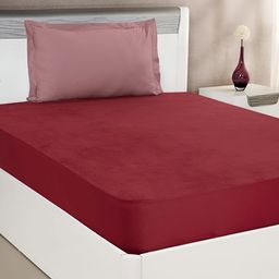 Comfowell Maroon Cotton Water Resistant King Fitted Mattress Protector-picture-45