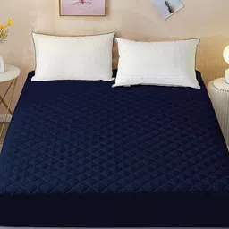 DREAM CARE Blue Cotton Quilted Mattress Protector-image-85