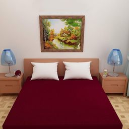 Adbeni HOME Terry Cortridge Maroon 200 GSM Waterproof Queen Size Mattress Protector-image-40
