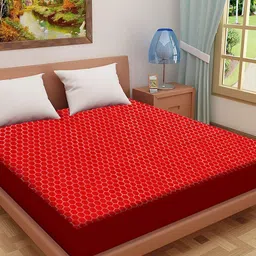 Adbeni Maroon Printed 200 GSM Double Bed Waterproof Mattress Protector-9