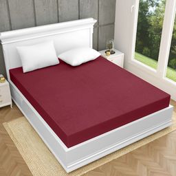 ZAHYA Maroon Terry Water Resistant Mattress Protector-image-86