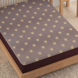HOKIPO Beige Printed Water Resistant Fitted Mattress Protector-image-83