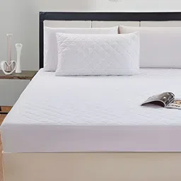 Comfowell White Textured Fitted Cotton Water Resistant Mattress Protector-12
