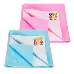 BeyBee Kids Blue & Pink 2 Pieces Cotton Mattress Protector-picture-23