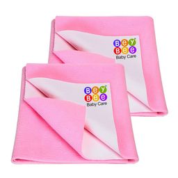 BeyBee Kids 2-Pieces Pink Cotton Waterproof & Anti-Dust Small Dry Sheets-image-70