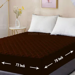 DREAM CARE Coffee Brown Quilted Cotton Waterproof & Breathable Mattress Protector-image-6