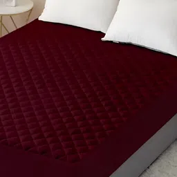 Comfowell Maroon Textured Fitted Water Resistant Mattress Protector-image-20