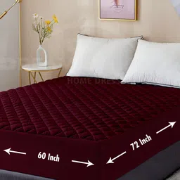 DREAM CARE Maroon Quilted Cotton Waterproof & Breathable Mattress Protector-image-0