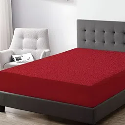 RF RELAXFEEL Maroon Fitted King Size Cotton Water Resistant Mattress Protector-image-59