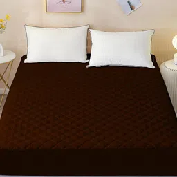 DREAM CARE Coffee Brown Cotton Quilted Mattress Protector-image-94