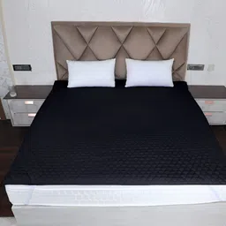 AJISH Black Polycotton Water Resistant Mattress Protector-image-3