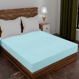 AJISH Turquoise Blue Terry Cotton 210 GSM Water Resistant Mattress Protector-image-13