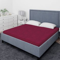 Aura Maroon King Size Double Bed Waterproof Mattress Protector-29