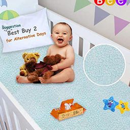 BeyBee Kids 2-Pieces Pink & Blue Cotton Mattress Protector-image-88