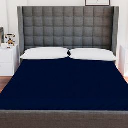 AVI Men Navy Blue Solid King Size Waterproof Mattress Protector-image-11