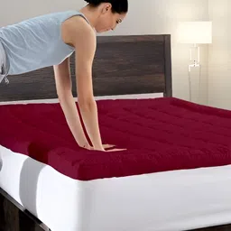 RF RELAXFEEL Maroon Cotton Water Resistant Mattress Protector-image-64
