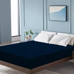 DREAM CARE Navy Blue Waterproof & Stretchable Double Queen Mattress Protector-image-60