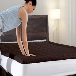 Comfowell Brown Cotton Mattress Topper Double Size Waterproof Mattress Cover-image-61