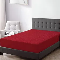 RF RELAXFEEL Maroon Cotton Water Resistant Fitted King Size Mattress Protector-image-97