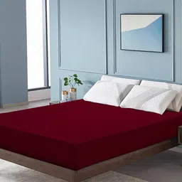 DREAM CARE Maroon Waterproof & Stretchable Double Queen Mattress Protector-image-1