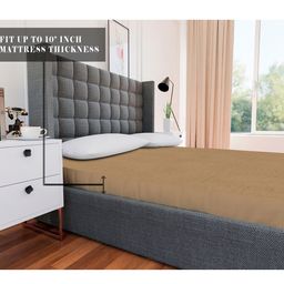 AVI Beige Solid Single Size Waterproof Mattress Protector-image-71