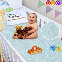 BeyBee Kids Blue & Purple 3 Pieces Cotton Waterproof & Anti-Dust Baby Dry Sheet-image-22