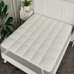 Kuber Industries White Breathable Cotton Single Bed Mattress Protector-92