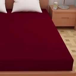 Butea Crape Maroon Terry Water Resistant Mattress Protector-picture-18