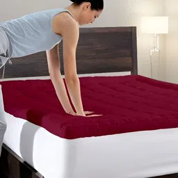 Comfowell Maroon Quilted Cotton Queen Size Water Resistant Mattress Protector-image-11