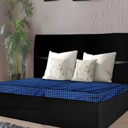 Stylista Blue Cotton Checked Water Resistant Mattress Protector-image-68