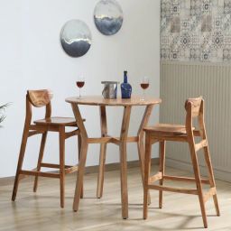 woodsworth from pepperfry Kylie Acacia Wood 2 Seater Bar Table Set In Natural Finish-picture-16