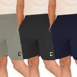 Pack of 3 Solid Men Multicolor Sports Shorts-picture-12