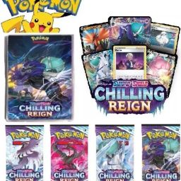 Pokemon Small Album 50 Pockets & 4 PCS Chilling Reign booster packs-image-90