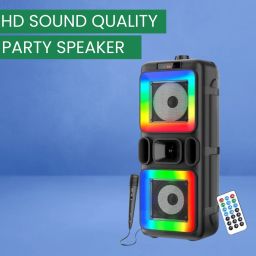 SACRO Pushpa(PORTABLE BLUETOOTH PARTY SPEAKER) 3D Sound With Karaoke Mic/RGB LightD287 40 W Bluetooth Party Speaker-picture-14