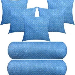 5 Cushion And 2 Microfibre Floral Bolster Pack of 7-image-4