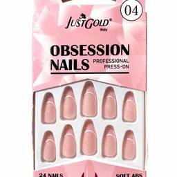 JUSTGOLD Set Of 24 Professional Obsession Press On Pre Glued Nails - Shade 04-48