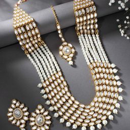 Peora White Gold-plated Pearl Beaded Embellished Handcrafted Jewellery Set-25