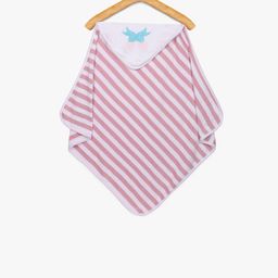 My Milestones Infant Kids Pink & White Striped 350 GSM Hooded Bath Towel-21