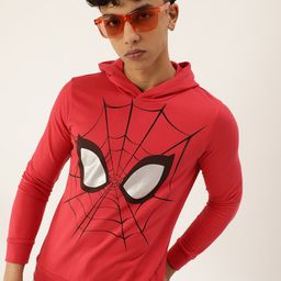 Kook N Keech Marvel Teens Boys Red & Black Spider Man Printed Hooded Sweatshirt-image-37