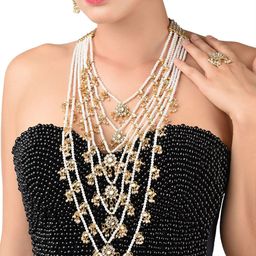 Zaveri Pearls Gold-Plated White Kundan-Studded & Pearl Beaded Jewellery Set-36