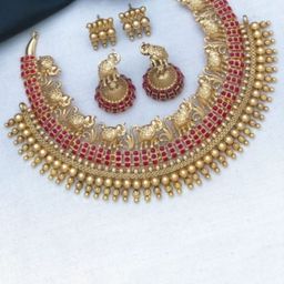 Gyaan Jewels Gold Plated Artificial Stones and Beads Studded & Beaded Jewellery Set-image-92