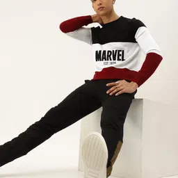 Kook N Keech Marvel Teens Boys Burgundy & White Colourblocked Marvel Pullover-image-38
