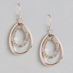 Forever New Rose Gold Plated Crystal Studded Teardrop Shaped Drop Earrings-12
