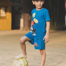 Nap Chief Kids Unisex Chill Mickey Mouse Printed Relaxed Fit Pure Cotton T-shirt & Shorts-image-21