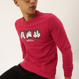 Kook N Keech Disney Teens Boys Dark Red Mickey Mouse Printed Sweatshirt-image-22