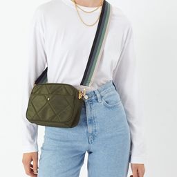 Accessorize London Women Faux Leather Khaki Nina Nylon Quilted Sling Bag-27