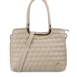Metro Beige Oversized Structured Handheld Bag with Quilted image 2