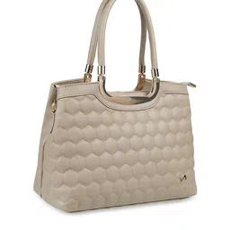 Metro Beige Oversized Structured Handheld Bag with Quilted image 3