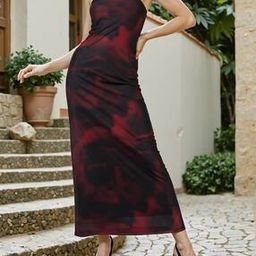 Shein Strapless Abstract Print Maxi Sheath Dress-image-16