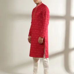 Self Weaved Slim Fit Kurta-image-9